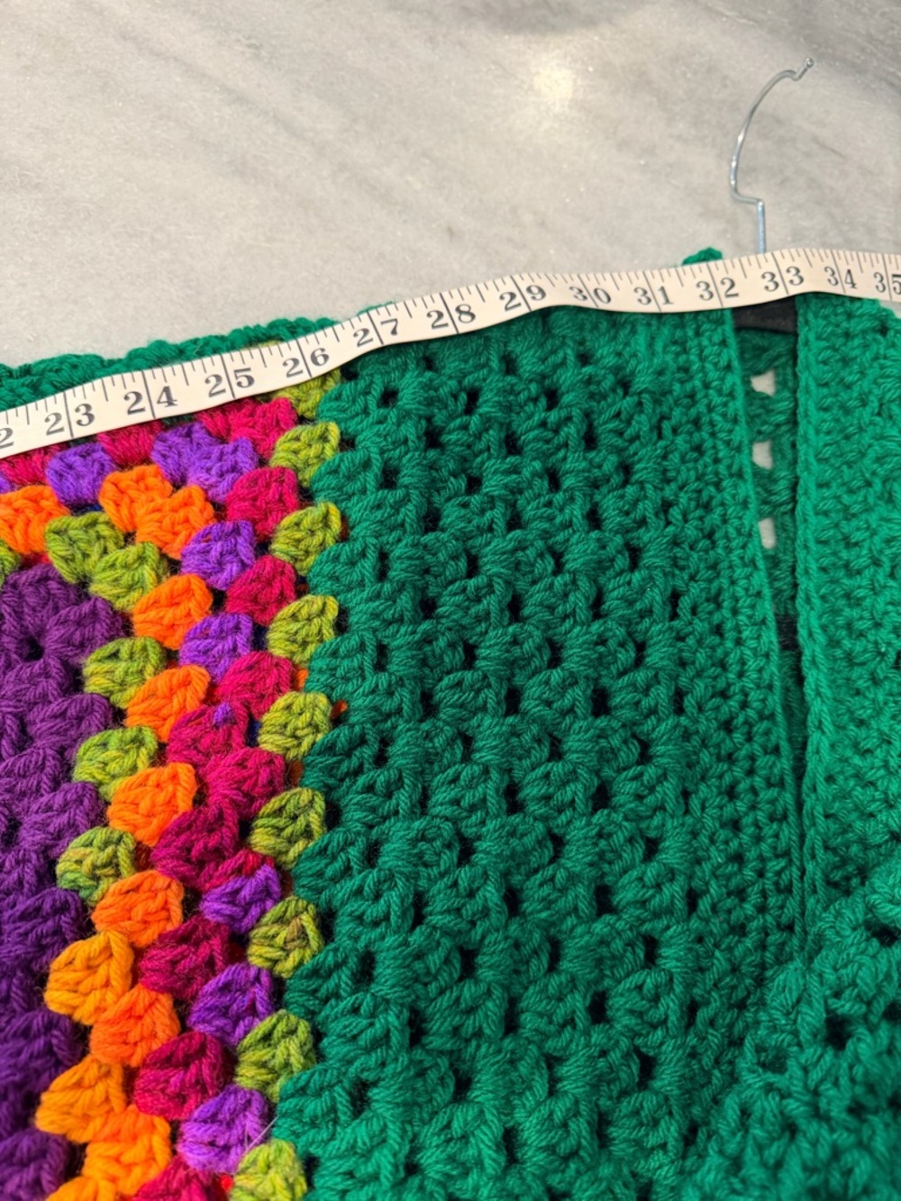Handmade Crochet Granny Square One Size Cozy Cardigan Boho Chunky Knit Sweater - Picture 10 of 10